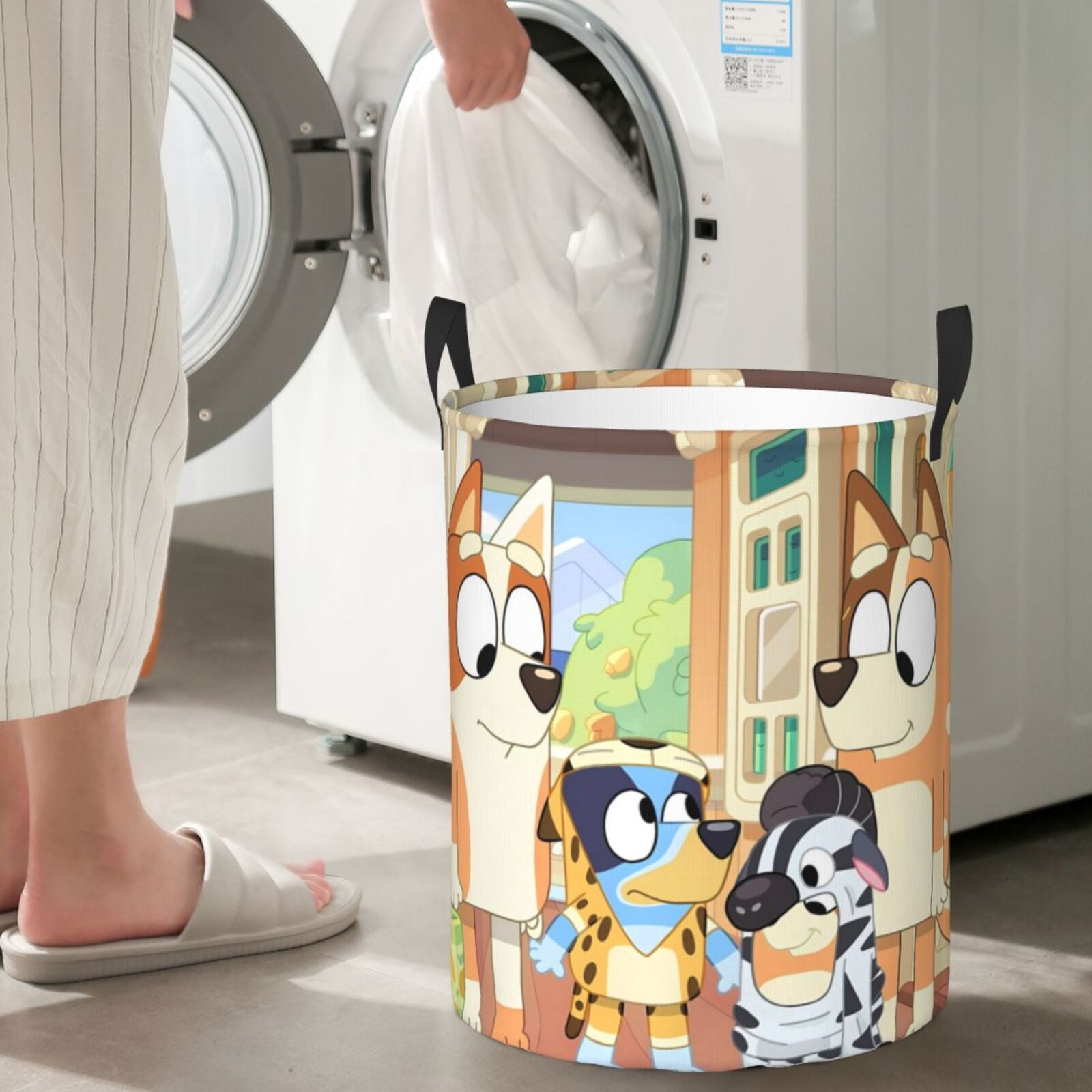 Johaoi Bluey Pattern Round Large Laundry Basket -Storage Basket - Toy Storage Basket, Perfect as Hamper, Kids Room Storage, and Toy Containment-