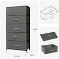 thumbnail image 3 of Pellebant  Fabric Vertical Dresser Storage Chest Tower with 5 Drawers Grey Dark Wood, 3 of 8