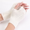 thumbnail image 2 of Fgnfyis Winter Gloves for Women Fingerless Half Finger Winter Stretchy Knit Unisex Warm Outdoor Mittens Arm Sleeves White, 2 of 9