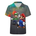 thumbnail image 4 of Mario Luigi Bros Kid's Short Sleeved Shirt Summer Daily Casual Button-Down Shirts Tee Top Teen Beach Clothing With Pocket, 4 of 7