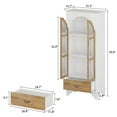 thumbnail image 4 of MONSLIPA Display Cabinet with Arched Glass Door, Bookcase Storage Pantry with 3 -Tier Shelves and Drawer for Living Room, 4 of 8