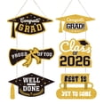 thumbnail image 2 of 2026 Graduation Door Sign Congrats Grad Porch Decorative Congrats Graduate Hanging Sign with 3 Patterns Graduation Party Supplies for Indoor Outdoor Decor, Black Gold, 2 of 9