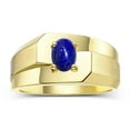 thumbnail image 1 of RYLOS Men's Rings Yellow Gold Plated Silver Ring Classic Solitaire 7X5MM Oval Shape Gemstone Designer Band Lapis September Birthstone Rings For Men Size 11, 1 of 5