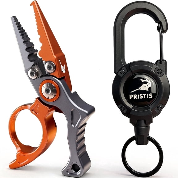 Pristis Mini Pliers & Zinger Retractor, Aluminum Fly Fishing Line Cutter Hook Remover
