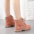 thumbnail image 4 of Willtoo Women's Work Waterproof Hiking Combat Boots Lace up Low Heel Booties Ankle Boots Pink, 4 of 5