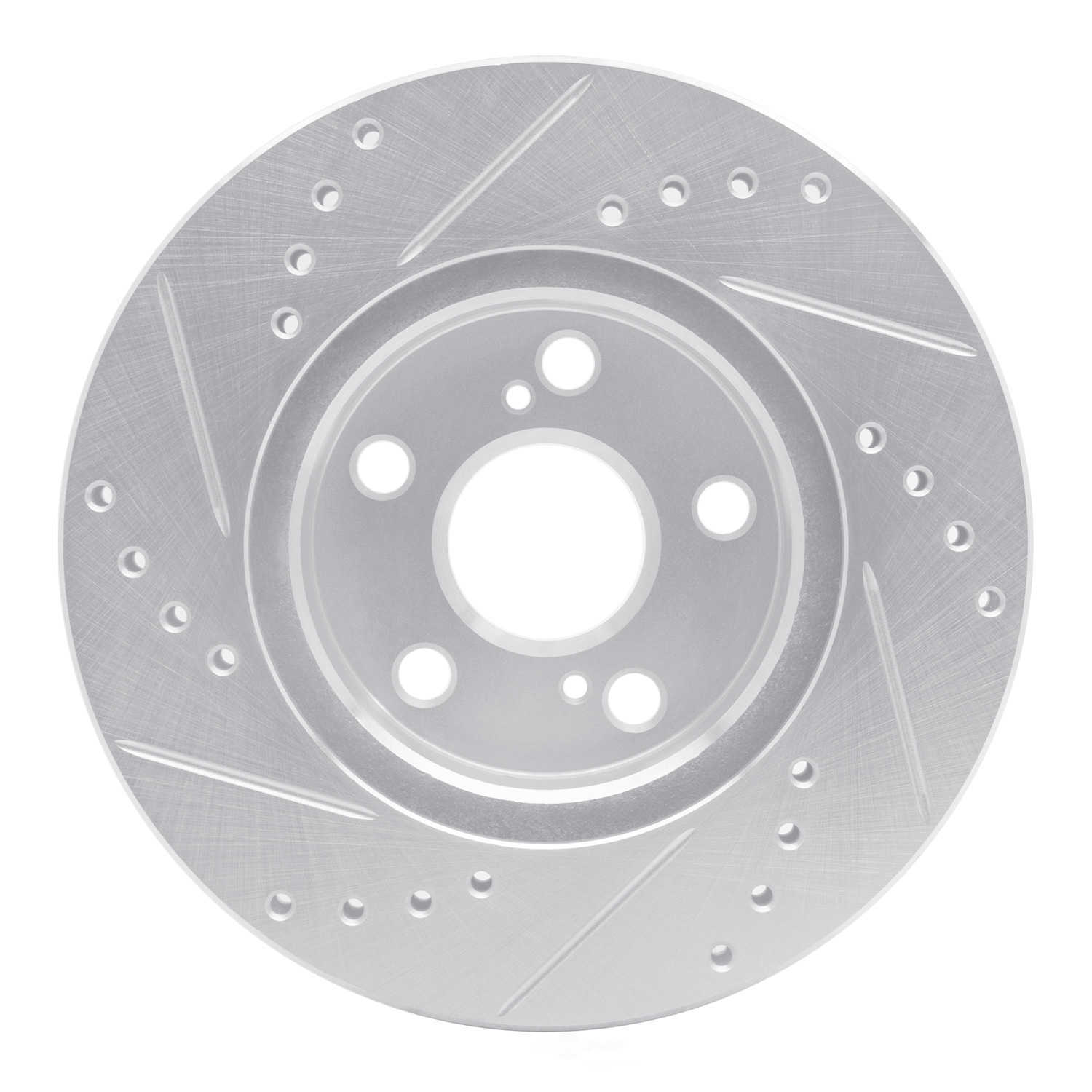 Dynamic Friction Company 631-76077R DFC Brake Rotor - Drilled And Slotted - Silver