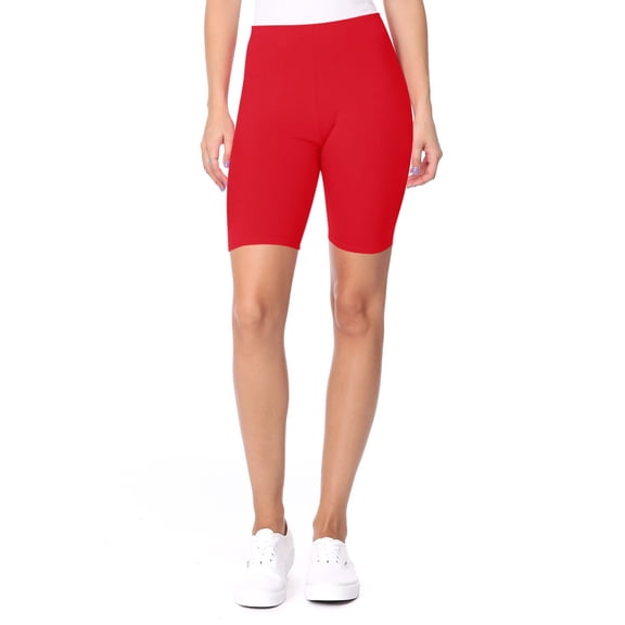 Women's High Waist Cotton Stretch Solid Casual Active Biker Short Pants