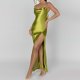 thumbnail image 3 of Vestido Suspendido Vestido de tirantes de mujer sin espalda elegante sexy delgado vestido largo dividido (verde S) Cgtredaw para Mujer Verde T S, 3 of 9