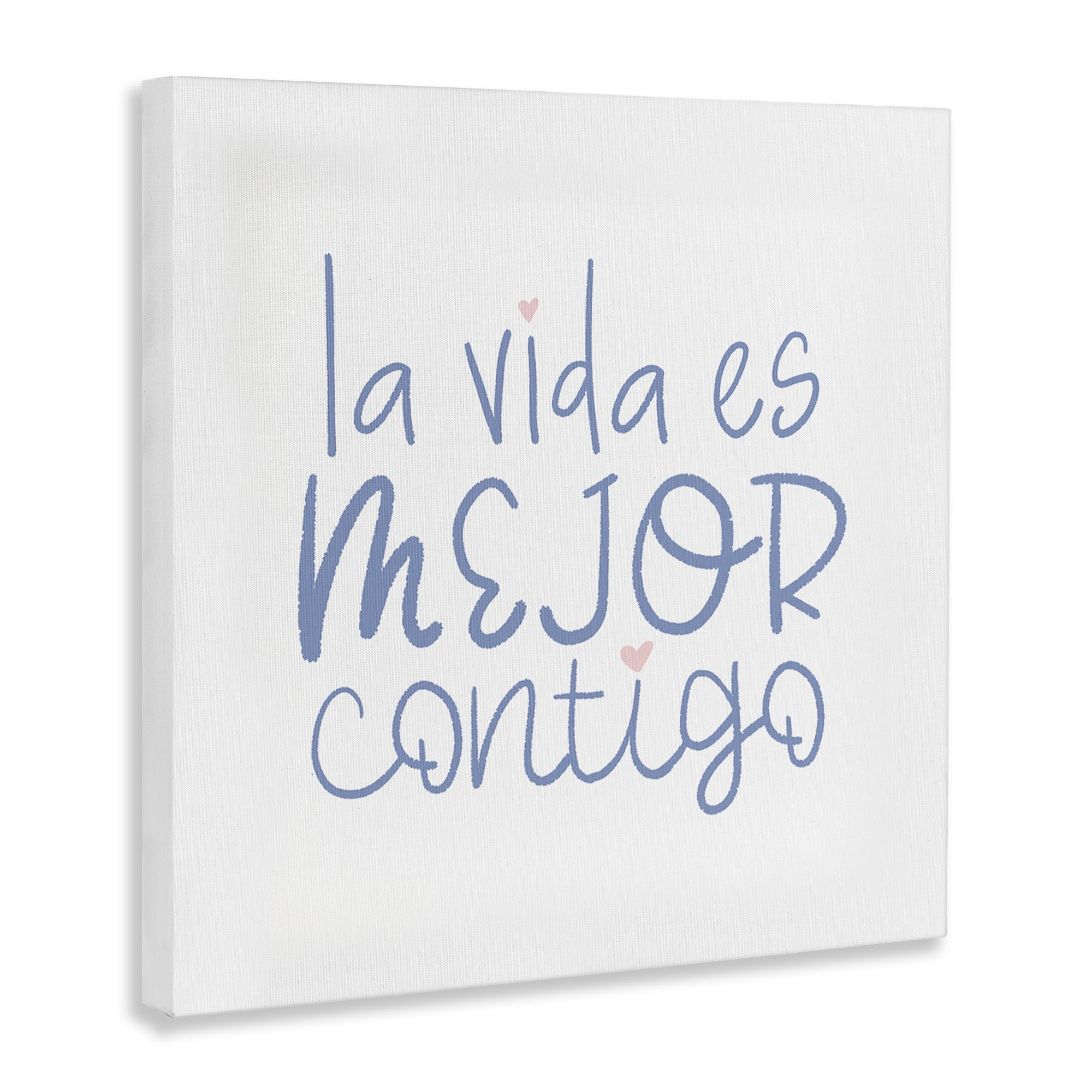 Stupell Industries La Vida Es Mejor Contigo Inspirational Quotes & Sayings Painting Wrapped Canvas Art Print Wall Art, 17 x 17