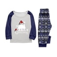 thumbnail image 4 of Yuaguia Christmas Family Matching Pajamas Set, Blue and White Snowflake Hat Tree Print Long Sleeve Top and Blue Patterned Pants, Festive Holiday Sleepwear, Kids 6 Years, 4 of 7