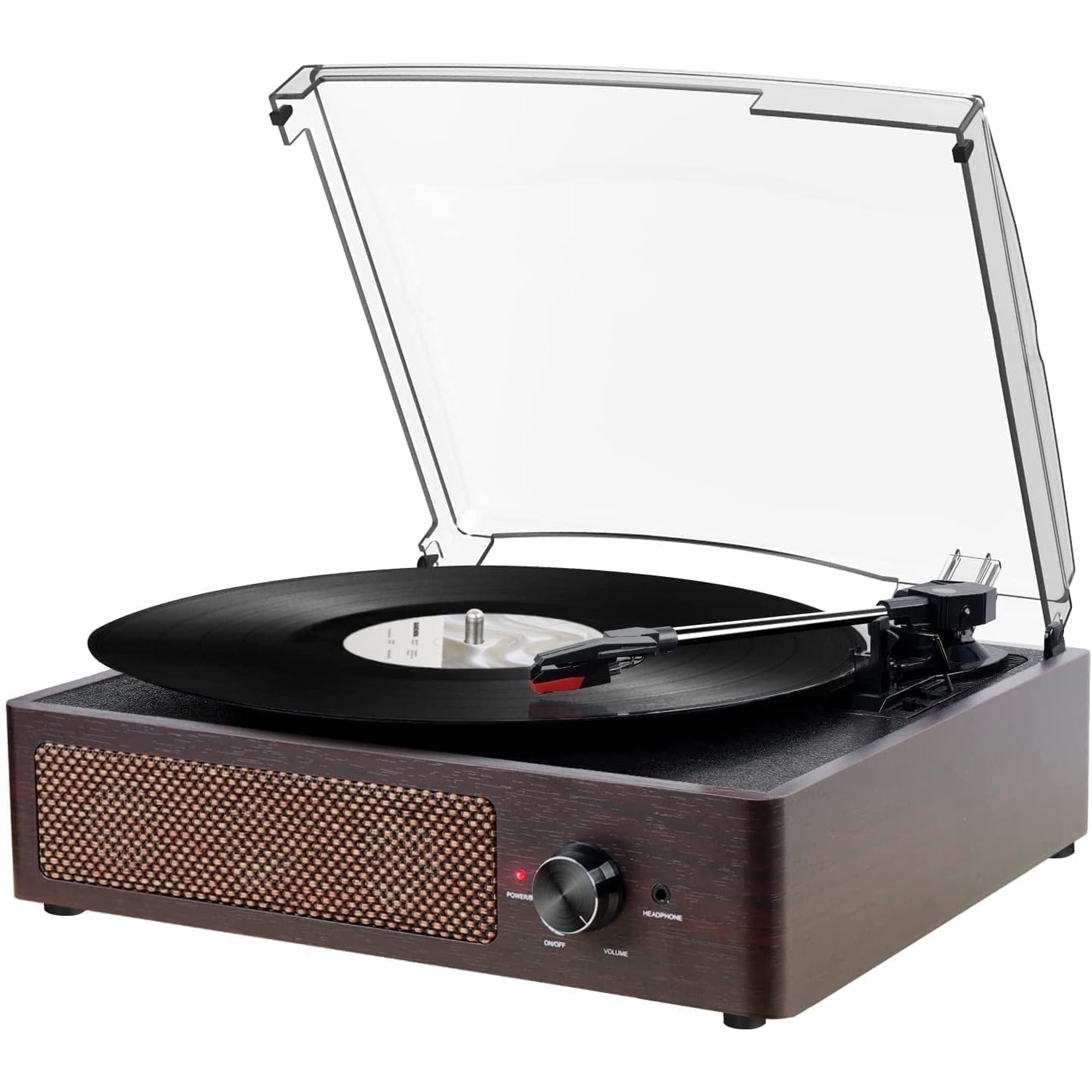 Caymuller Vinyl Record Player with Speakers Vintage Turntable for Vinyls Records Belt-Driven Turn Table Support 3-Speed, Wireless Playback