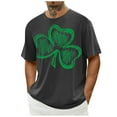 thumbnail image 5 of lcziwo St Patricks Days Shirts Men Green Shamrock Print Tees Casual Streetwear Short Sleeve Pullover Tops Crewneck Big and Tall Daily T Shirts Prime Today,Gray,L, 5 of 6