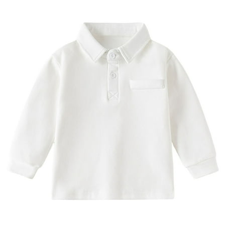 

Boys Shirts Girls Long Sleeve Casual Solid Gentleman Holiday Button Up Polo Shirts Top Girls Tops White 18 Months-24 Months