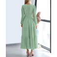 thumbnail image 3 of BTFBM Spring Dresses for Women 2026 Casual Long Sleeve V Neck Elastic Waist Lightweight Maxi Wedding Guest Dress Pockets, 3 of 8