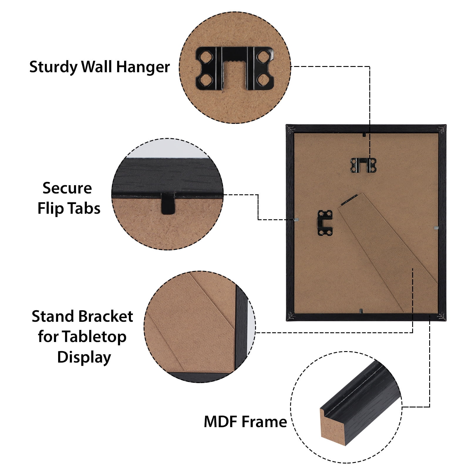 8x10 Picture Frames Set of 15, Black 8 by 10 Photo Frame for Wall or Tabletop Display