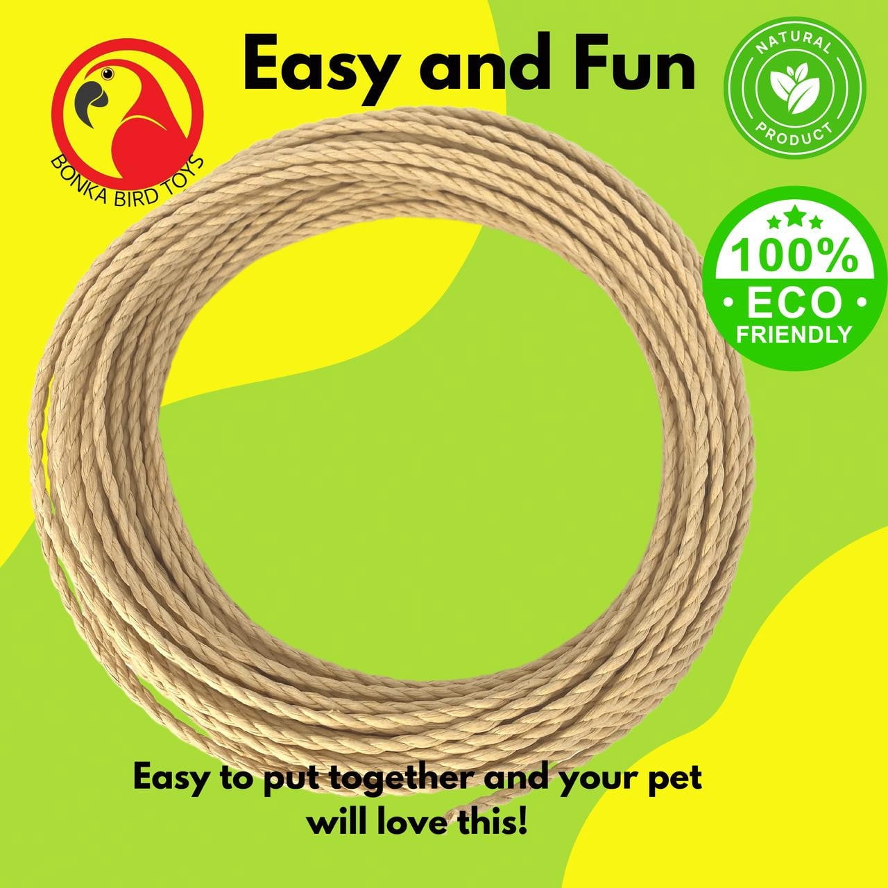 Bonka Bird Toys 2265 Natural Twister 100ft Paper Cord Rope