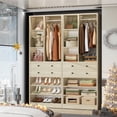 thumbnail image 6 of Homieasy 4.6ft Free Standing Closet Organizer with Drawers & Shelves, Heavy Duty 1200lb Capacity Wardrobe System for Small Walk-in Closets,White Oak, 6 of 7
