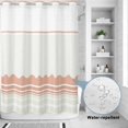 thumbnail image 2 of No Hook Shower Curtain, Orange Striped Shower Curtains for Bathroom with See Through Top Window, Abstract Modern Geometric Stripes Waterproof & Washable Bath Curtain Stall 48"x72", 2 of 9