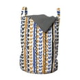 thumbnail image 1 of Tribal Laundry Bag, Watercolor Chevron Zigzags Brush Strokes Herringbone Lines, Hamper Basket with Handles Drawstring Closure for Laundromats, 13" x 19", Navy Blue Orange Black, by Ambesonne, 1 of 4