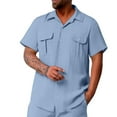 thumbnail image 2 of Zylanna Men's Cardigan Shirts, Turndown Collar Solid Color Short Sleeve with Pocket Tee Shirts for Man Sky Blue Size XL, 2 of 8