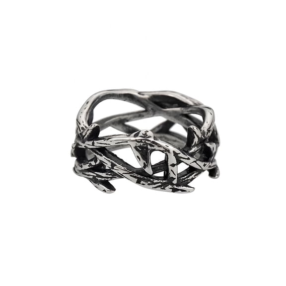 DESIGNICE Crown of Thorns Ring for Men Gothic Stainless Steel Pinky Ring