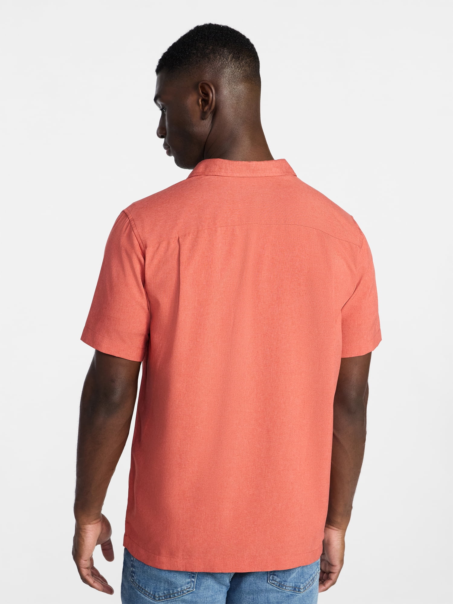 George Men's & Big Men's Regular Fit Microfiber Button-Up Shirt with Short Sleeves, Sizes XS-5XL
