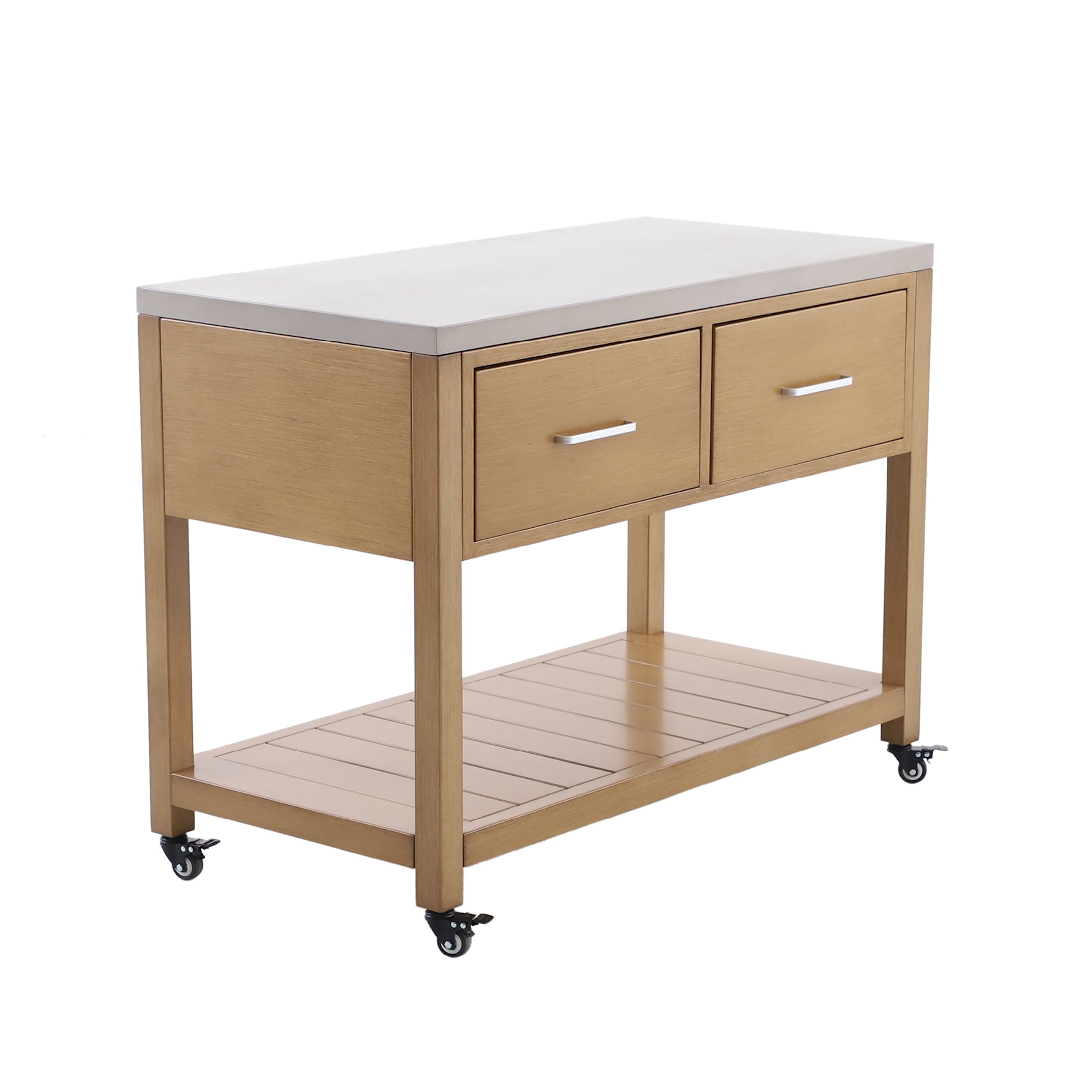 Better Homes & Gardens Tarren Outdoor Island Steel Serving Cart with Drawers, Teak