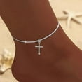 thumbnail image 3 of Ankle Bracelets for Women Gold Silver Layered Glitter Anklet for Women Waterproof Beach Cross Anklet Set Dainty Summer Foot Jewelry, 3 of 15