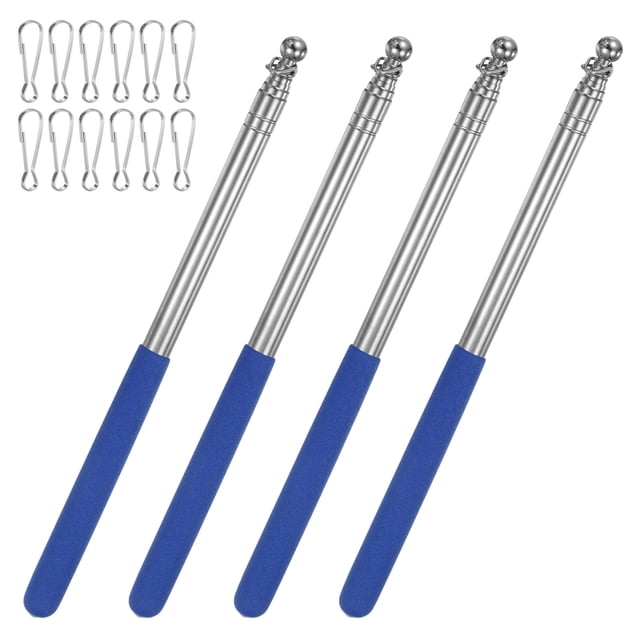 Uxcell 4-Pack 5.25Ft/1.6M Telescopic Flag Pole with Clips Blue