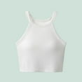 thumbnail image 5 of Womens Built In Bra Tank Top Summer Solid Color Round Neck Sleeveless Seamless Bandeau Stretchy Cami, 5 of 6