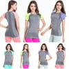 Summer Women Girls Athletic Apparel Short Sleeve Sport Stretch Fitness Tee T-shirt Yoga Trainning Top Quick Dry Shirt