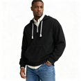 thumbnail image 2 of TKKCS Mens Corduroy Quarter Zip Hoodie Pullover Long Sleeve Casual Loose Fit Hooded Sweatshirt with Kangaroo Pocket Black 2XL, 2 of 9