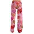 thumbnail image 3 of Hearthz Valentines Pj Pants Heart Graphic Print Woman Pajama Pants Baggy Drawstring Straight Leg Women's Sleep Pants, 3 of 4
