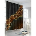 thumbnail image 3 of Shower Curtain Waterproof for Bathroom 72x84 Inch, Brown Abstract Marble Bath Curtain for Bath Stalls and Tub Black Malachite Gold Veins Decorative Shower Curtains with Hooks, 3 of 8