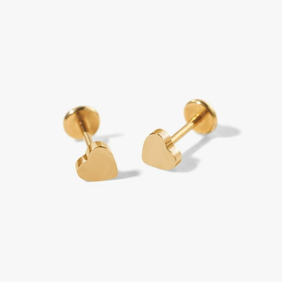 Plain Heart Flat Back Stud Earrings
