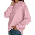 thumbnail image 5 of ManxiVoo Exposed Seam Detail Pullover Sweatshirt Women Loose Fit Knit Top Casual Comfortable Soft Daily Wear L Size Pink, 5 of 8