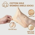 thumbnail image 5 of Seamless No Show Socks Ultra Thin Liner Socks for Women Lightweight Flat Boat Line Cotton Footies 3Pairs, 5 of 8