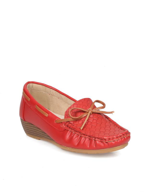 Quilted Design Women's Bow Loafers in Red - Walmart.com