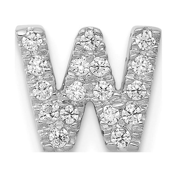 14k White Gold Diamond Letter W Initial Charm Pendant