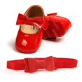 thumbnail image 2 of AVAIL Toddler Girl PU Leather Buckle Soft Soled Bow Shoes, 0-18M, 2 of 3