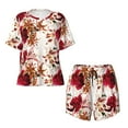 thumbnail image 4 of Naloa Lilies Flowers Women's Short-Sleeved Pajama Set, Loungewear, Summer pajamas, Breathable Cozy - Small, 4 of 9