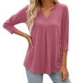 thumbnail image 2 of Huachaog Women 3/4 Sleeve T Shirts Button Detail Flowy Ruffle Front Loose Tops, 2 of 5