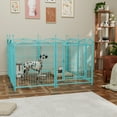 thumbnail image 3 of Dog Playpen 32 Inch 8 Panels, Heavy Duty Metal Pet Playpen Outdoor Exercise Pen with Doors, Foldable Dog Fence Puppy Pen for Large Medium Small Dogs Indoor Outdoor, Blue, 3 of 8
