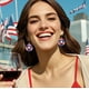 thumbnail image 5 of Independence Day Theme Party Earrings Holiday Party Dress Up Ambiance Jewelry Pentagram Bow Hanging Ring, 5 of 6