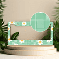 thumbnail image 2 of 1 Pcs Daisies on Green License Plate Frame, License Plate Cover for Car Decorative Parts, Aluminum License Plate Bracket Holder Rust-Proof Weather-Proof for US Standard Car, 2 of 9