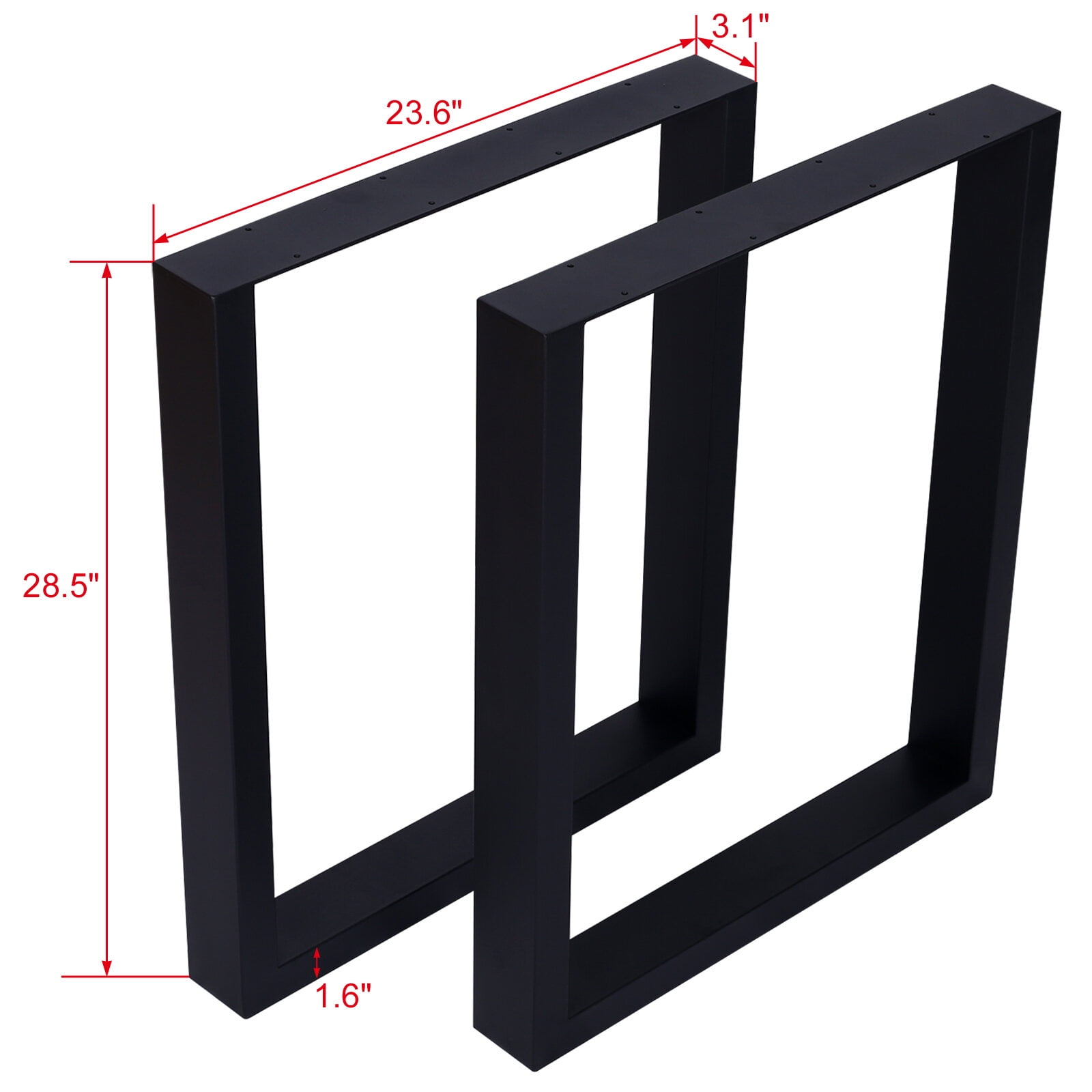 , Square Table Legs 28X 24" ,Wide Metal Table Legs , Heavy Duty Steel Desk Legs Table Leg Dining Table Legs Coffee Desk Leg, Set of 2, Black ,Steel ,