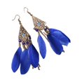 thumbnail image 2 of pitrice Feathers Earrings Long Drop Dangle Easy Matching Multicolor Classical Comfortable Modern Style Ear Pendants for Women Jewelry royal blue, 2 of 7