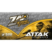 Zap Attak 500ct 68cal Paintballs with Green Shell, Yellow Fill