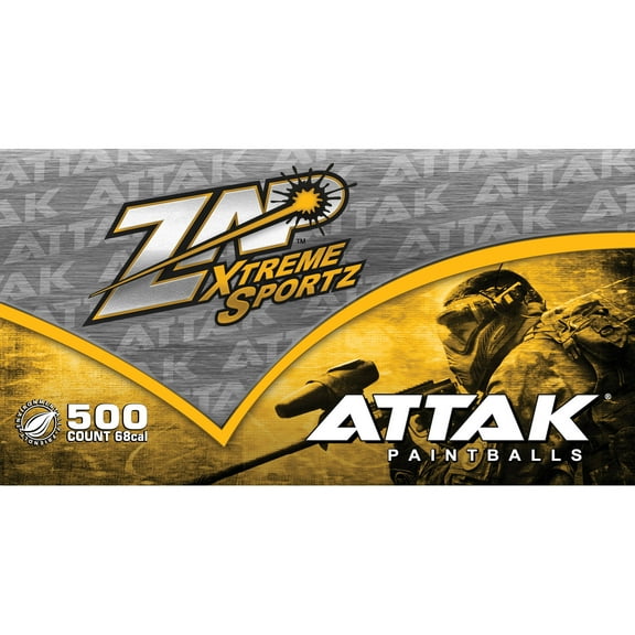 Zap Xtreme Sportz Attak Paintballs 500ct 68cal with Yellow Fill, Great for all Styles of Play