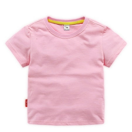 

SILVERCELL 2-10Y Boys Girls Cotton Short Sleeve T-Shirts Toddler Kids Casual Solid Color Pullover Tee Tops